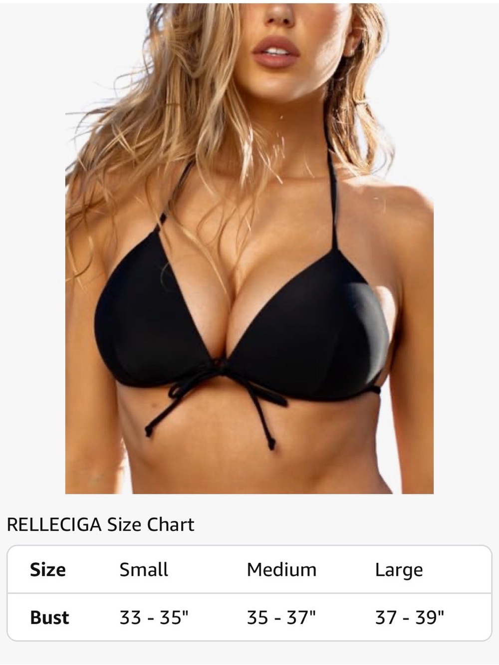 RELLECIGA Black Tie-Front Triangle Bikini Top